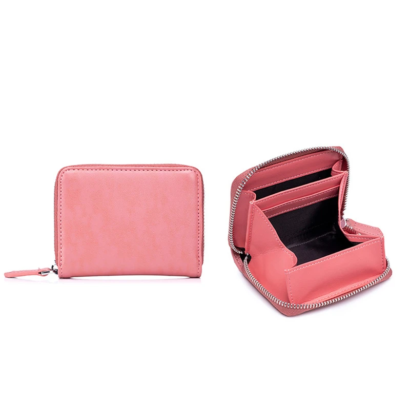 Simple PU Leather Coin Purse Men Small Change Pocket Blocking Business Card Holder Women Elegant Mini Wallet Money Bag