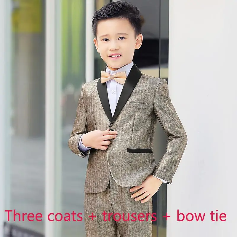 Новое поступление, модная Высококачественная Детская красивая куртка, мужской деловой костюм, детский костюм в полоску, для свадьбы, большие размеры, 3-14 - Цвет: Three coats