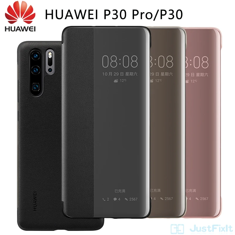 huawei waterproof phone case Năm 100% Chính Thức Huawei P40pro P30pro Ốp Lưng Flip View Thông Minh Dễ Thương Da Huawei P40 Pro P30 Pro Ốp Lưng Nắp Nguyên Bản huawei phone cover