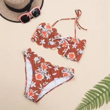 

Scalloped Bandeau Swimwear Women Sexy Bandage Two Piece Swimsuit Push Up Bikini Set Biquini Padded Bathing Suits maillot de bain