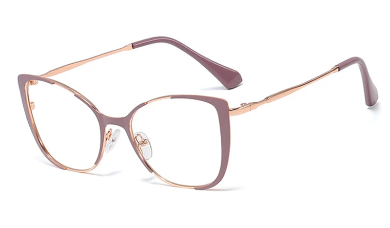 purple pink frame Kachawoo Ретро кошачий глаз очки женские коричневые прозрачные очки Оптическая оправа металлические Золотые женские аксессуары подарок на день рождения товары - Цвет оправы: purple pink frame