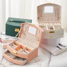 

50%HOTJewelry Box Portable Fashion Large Capacity Drawer Type Jewelry Box Multilayer Bracelet Case for Home