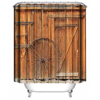 

Natural Shower Curtain,Bathroom Decoration Farmhouse Design Decor, Water Resistant Fabric Rustic Shower Curtain[Retro Country],
