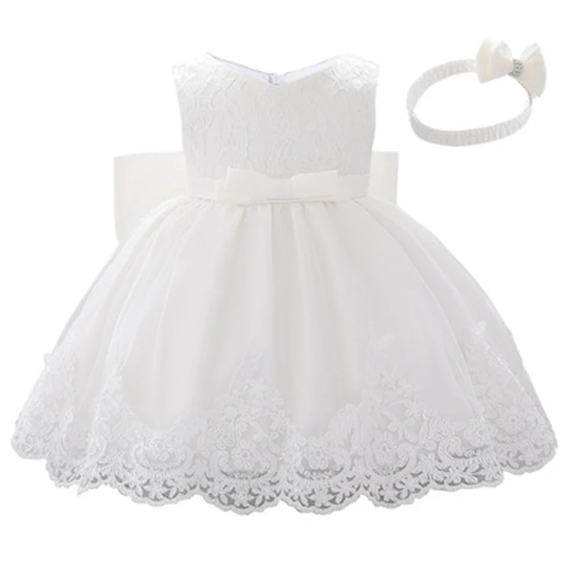 

Princess Kids Baby Girls Dress Lace Flower Tulle Christening Gowns Tutu For Babies 1st Birthday Outfits Toddler Baptism Cosutme