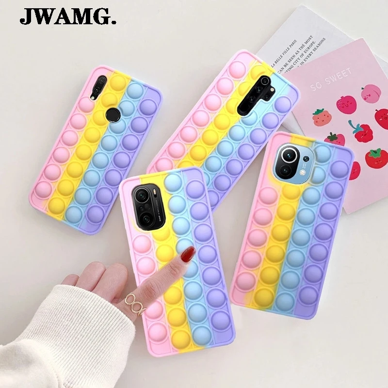 Suitable for Redmi Note 9 Pro 9S 7 8 Bubble Pressing Toy Silicone Case 9T Xiaomi Mi Poco X3 M3 11 lite k30 k40 | Мобильные телефоны