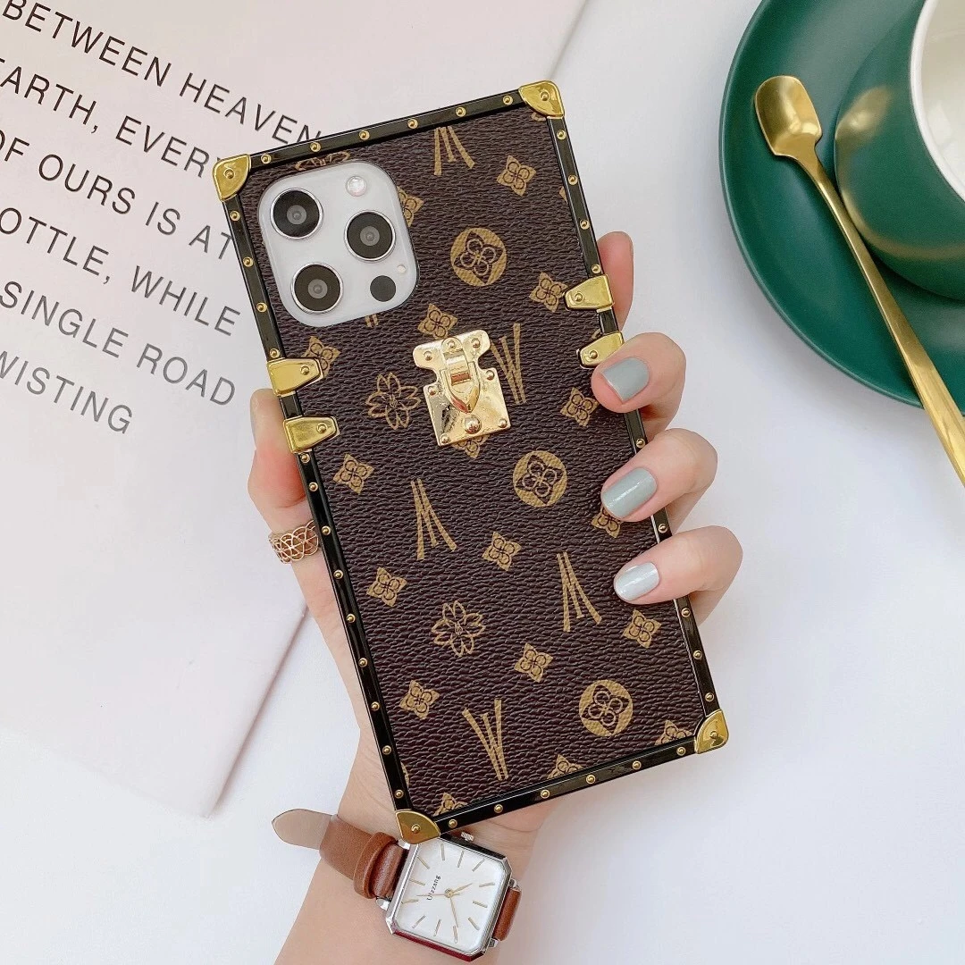 Fashion Square Leather Phone Case For For iPhone 12mini 11 13 14 15Pro MAX  XS XR 6 7 8 Plus Luxury Geometric cover For Samsung