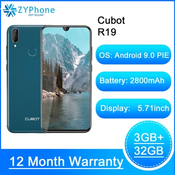 

Cubot R19 Smartphone 5.71" Waterdrop Full Screen 3GB 32GB Android 9.0 Pie Helio A22 Dual 13MP Camera Face ID Cellura 4G LTE