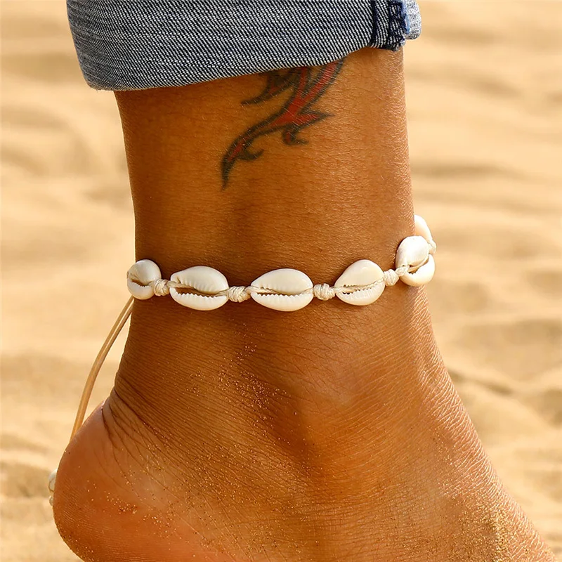 Bohemian Shell Anklets for Women Handmade Leather Woven Natural Shell Foot Jewelry Summer Beach Barefoot Bracelet ankle on Leg Bohemian Shell Anklets for Women Handmade Leather Woven Natural Shell Foot Jewelry Summer Beach Barefoot Bracelet ankle on Leg