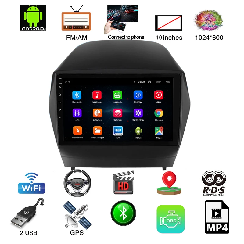 Android 8,1 Автомобильный мультимедийный dvd-плеер для hyundai IX35 2009- навигация и gps с автомобильным радио Воспроизведение видео HD карта