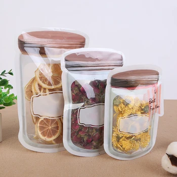 

10/15pc Portable cartoon Jar Bags Reusable Seal Food Saver Storage Bags Organizer Nuts Candy Cookies Snack Sandwich Ziplock Bags