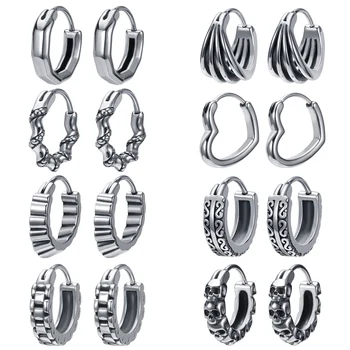 

ZS 316L Stainless Steel Hoop Earrings for Men Women Circle Round Cool Small Earrings Men Punk Hoops Ear Vintage Jewelry
