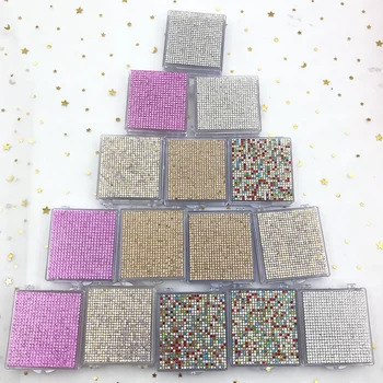 

Mikiwi Wholesale False Eyelash Packaging Empty Diamond Case Box Bling Glitter 3d Mink eyelashes Square Diamond Sticker Boxes
