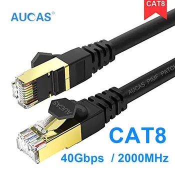 

AUCAS Cat8 Ethernet Connection RJ45 Jumper Computer 8P8C Male Gold Shielded Cable Optical Fiber Broadband High speed Wire Line