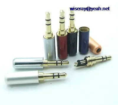

DHL/EMS 400PCS 3-Pin 7 colors Metal 24K Gilding 1/8 inches 3.5mm plug Headphones Soldering-A7