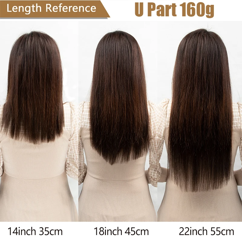 MRSHAIR U Type Clip in Extension Natural Hair Extensions Thick Volume Full Head Machine Remy 100% Human Hair #2 #1B #60 160G