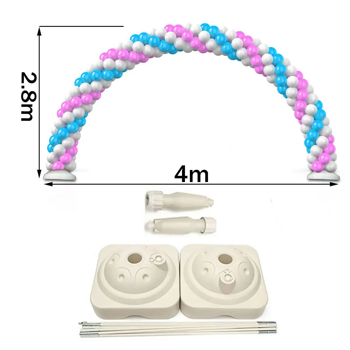  4x2.8M Balloon Arch Stand Base Pot Kit Clip Connector Wedding Party Celebration Supplies Adjustable