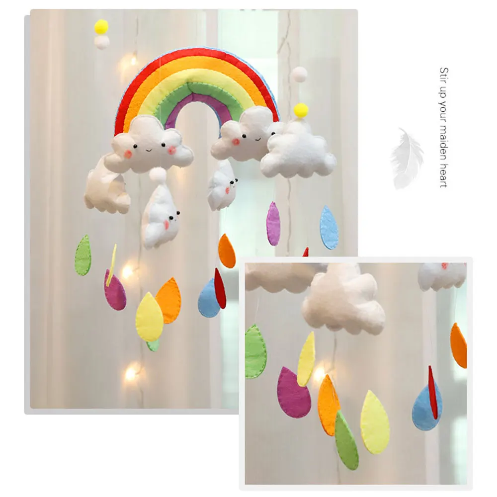  Plastic Baby Crib Holder Baby DIY C Non-woven rib Mobile Bed Bell Toy 360 Degree Rotate Rainbow Clo