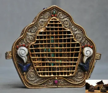 

wedding decoration Tibet Silver Filigree Turquoise coral Green Tara Kwan-yin buddha Shrines Thangka