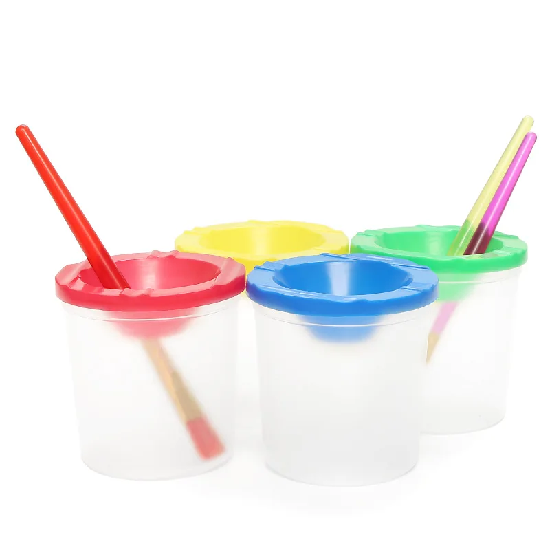 

Painted Art Pen Washing Cup Plastic Transparent Multifunctional Pen Washing Bucket Watercolor Paint Painting Pen Washing Cup