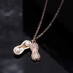 Корейские простые креативные Стразы Имитация жемчуга ожерелье с подвеской в виде арахиса ювелирные изделия Модные персональные Женские
