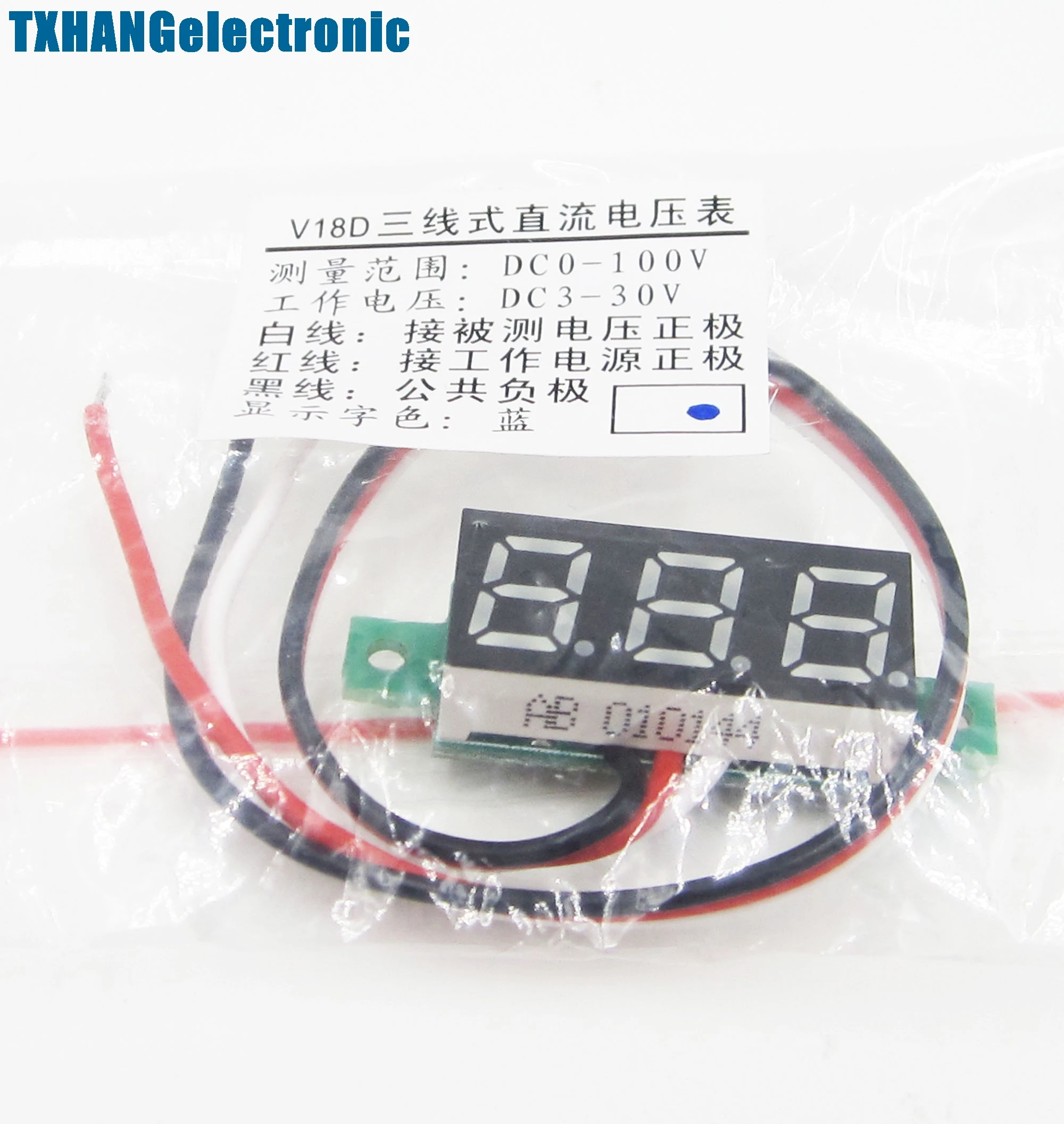 

1PCS 0.28 "LED DC 0-100V Digital Voltage Surface Panel Meter Blue Color Electronic Component Voltmeter