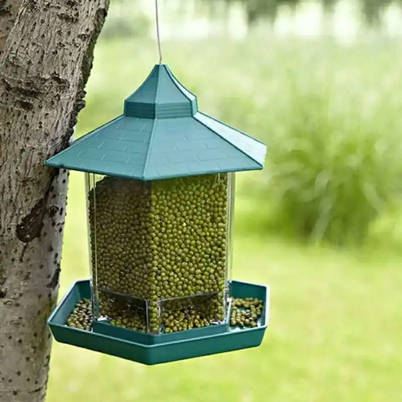 Dozzlor Green Hanging Gazebo Bird Feeder Seed Peanut Food
