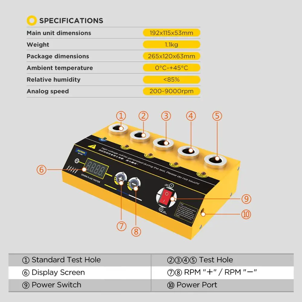 US $55.63 AUTOOL SPT360 Car Spark Plug Tester Ignition Testers Automotive Diagnostic Tool Double Hole Spark Plug Flashover Analyzer 220V