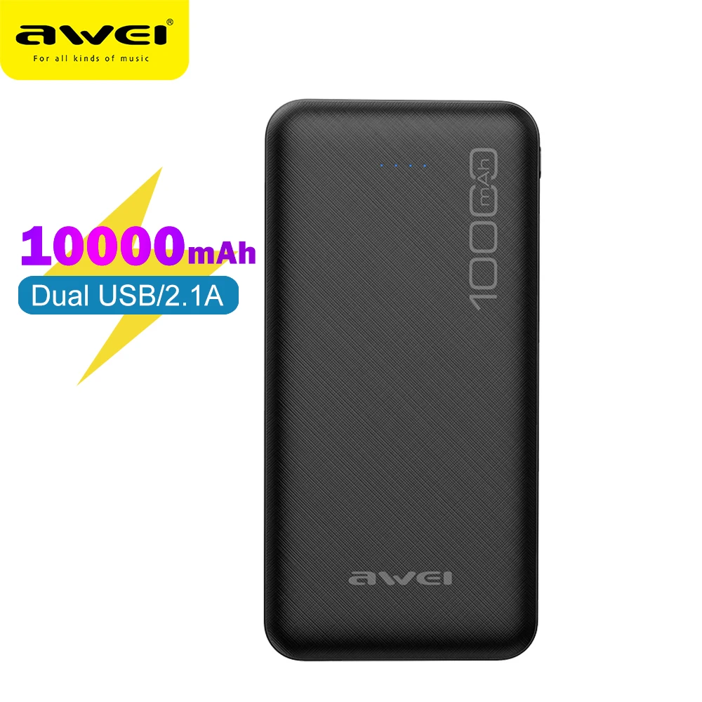 Внешний аккумулятор Awei P28K на 10000 мА · ч с 2 USB портами|Внешние аккумуляторы| |