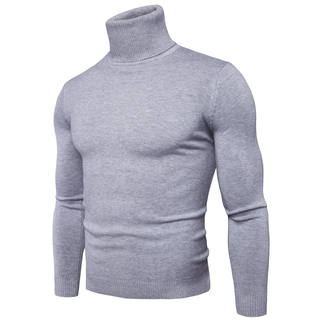 Осенний и зимний мужской свитер пуловер с высоким воротником черный и белый тонкий свитер