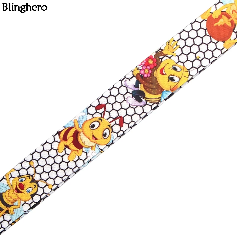 Blinghero, мультяшный пчелиный шнурок, студенческий держатель для карт, на шею, с ключами, для телефона, с животным принтом, шнурок, ремешок, Висячие веревки, подарок, BH0313