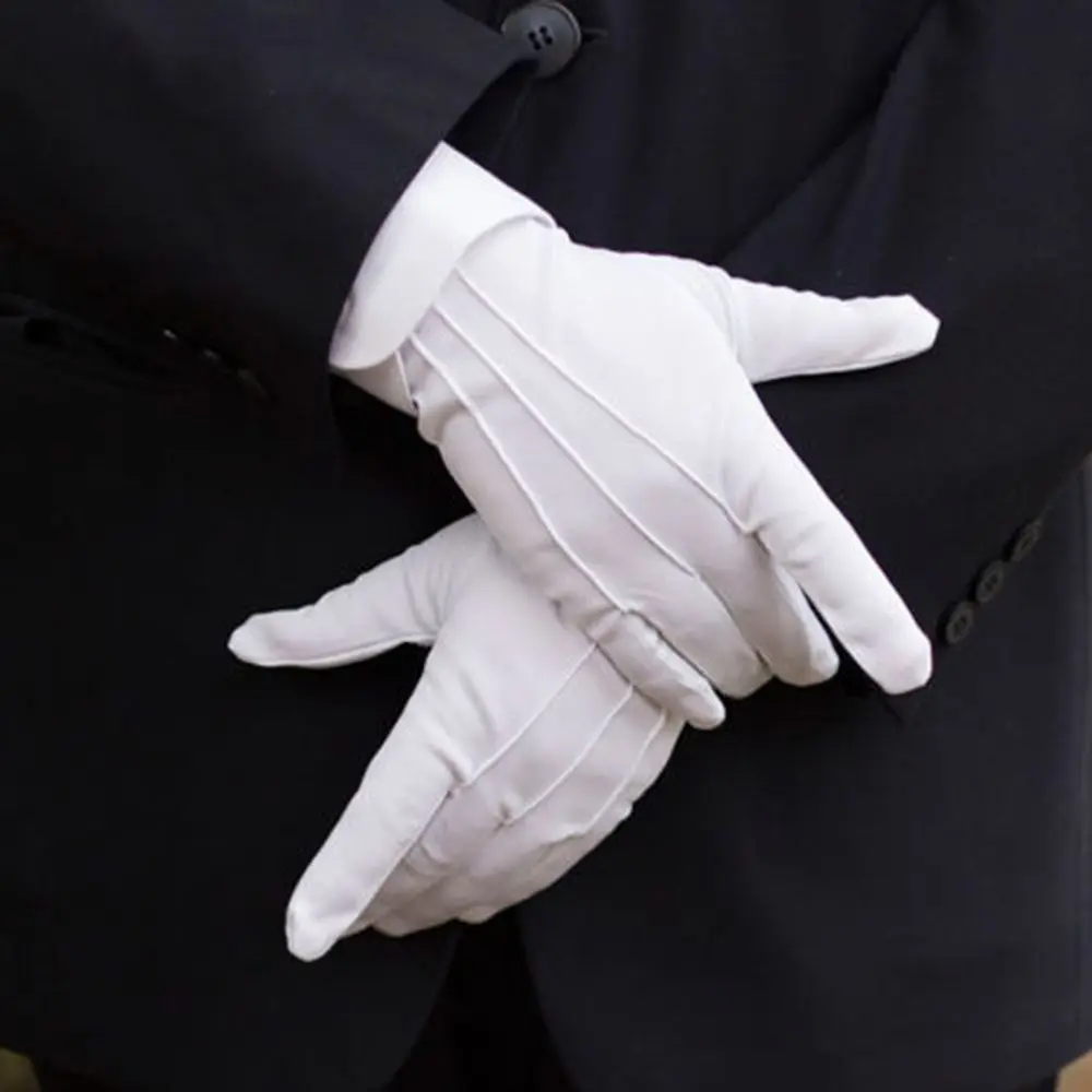 

Unisex White Gloves Magician Honor Guard Hands Protector Full Finger Formal Tuxedo Etiquette Reception Parade Labor Insurancen