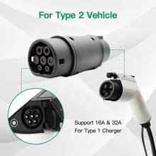 EVSE Adaptor type1 to Type2 Electric Vehicle Car EV Charger Connector SAE J1772 Type 2 To Type 1 EV Adapter For Car Charging