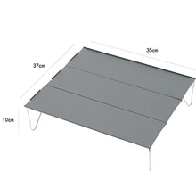 Mesa de acampada plegable, mesa rectangular portátil de aluminio ligero para exteriores con bolsa de transporte, carga de 10kg, 37x35x10cm, color gris