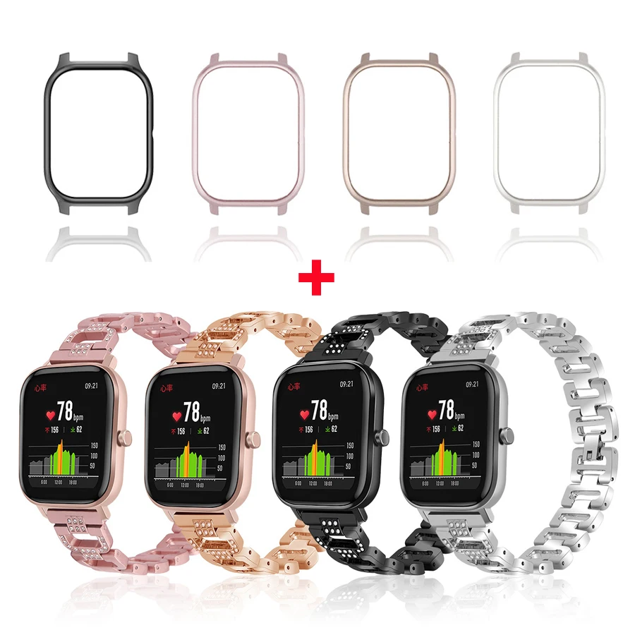 Шикарный Браслет для Amazfit GTS ремешок с чехлом Xiaomi браслет металлический протектор