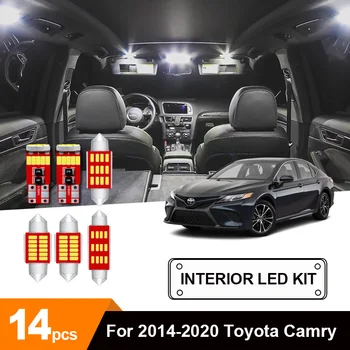 

14 x White Ice Blue No Error Car LED License Plate Lights Reading Ceiling Door Trunk Lamp Package Kit For 2014-2020 Toyota Camry