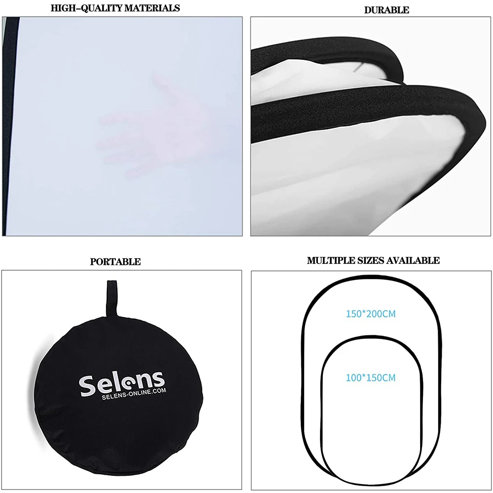 Photography Reflector 60x90cm Reflector Photography Light Diffuser Translucent Portable Oval Camera Light