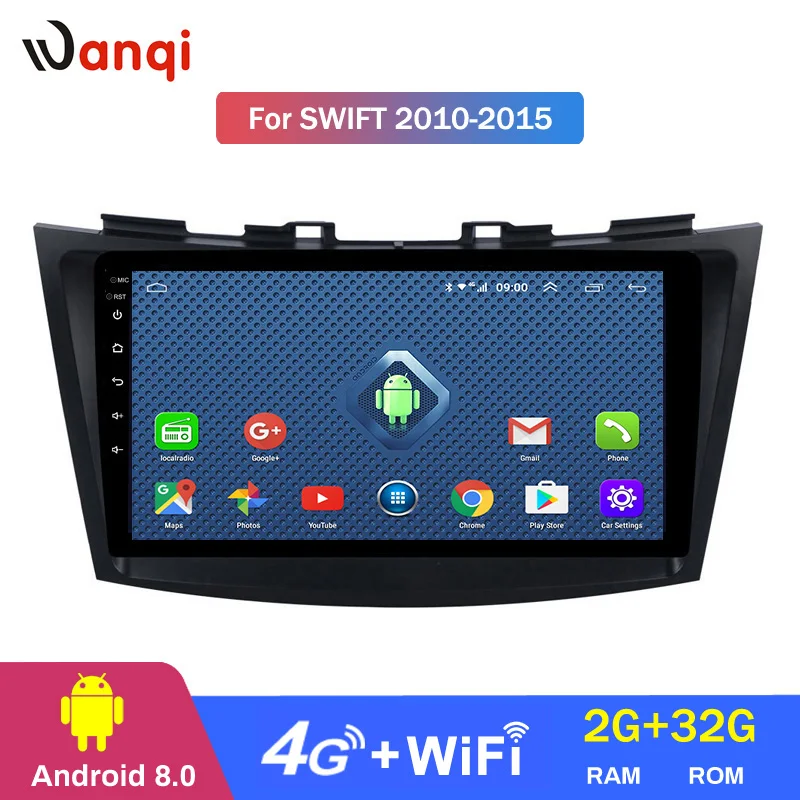 

Wanqi Android 8.0 2+32G wifi and 4G 2.5D 9inch full touch HD screen for SUZUKI SWIFT 2010-2016 CAR DVD GPS Navigation System