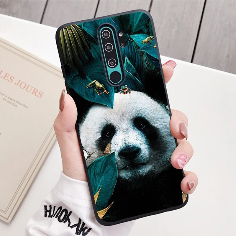 Animal Panda black Silicone Phone Case For Redmi note 9 8 7 Pro S 8T 7A Cover case for xiaomi