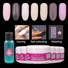 Lamemoria, 7 цветов, белый акриловый порошок, полигель для украшения ногтей, Хрустальный маникюрный набор, набор профессиональных аксессуаров для ногтей