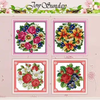 

Flowers Rose Lily Patterns Counted Cross Stitch 11CT 14CT Cross Stitch Set Wholesale Cross-stitch Kit Embroidery Needlework