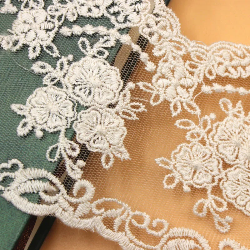 

20 yards/lot 8cm Black/White/Beige Embroidery Flower Lace Ribbons DIY Garment Sewing Wedding Dress Clothes Decorations