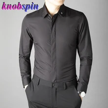 Новая брендовая мужская рубашка, одноцветные тонкие мужские рубашки, повседневные рубашки с длинными рукавами, Chemise homme, большие размеры, мужские хлопчатобумажные рубашки
