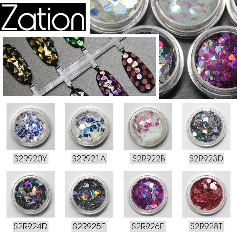 

Zation 1pcs AB Nail Sequins Flakes Star Flakes Mix Star Moon Heart Round Symphony Sequins Manicure Powder Holographic Pigment