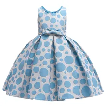 Платье для девочек элегантное праздничное платье принцессы в горошек торжественное вечернее свадебное платье-пачка для девочек, детская одежда