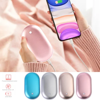 

4 Colors 5200mAh USB Rechargeable Electric Hand Warmer Winter Pebbles Double-Side Heating Mini 5V Long-Life Pocket Power Bank