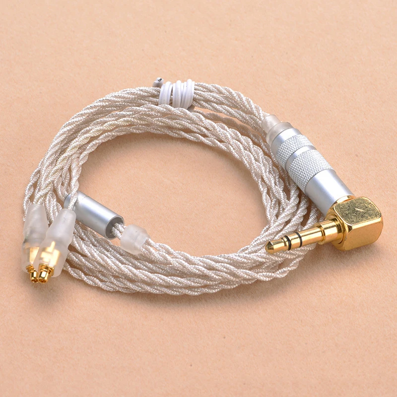 3,5 мм изгиб Jack посеребренный MMCX кабель для наушников для Shure SE535 SE215 Универсальный MMCX кабели для наушников