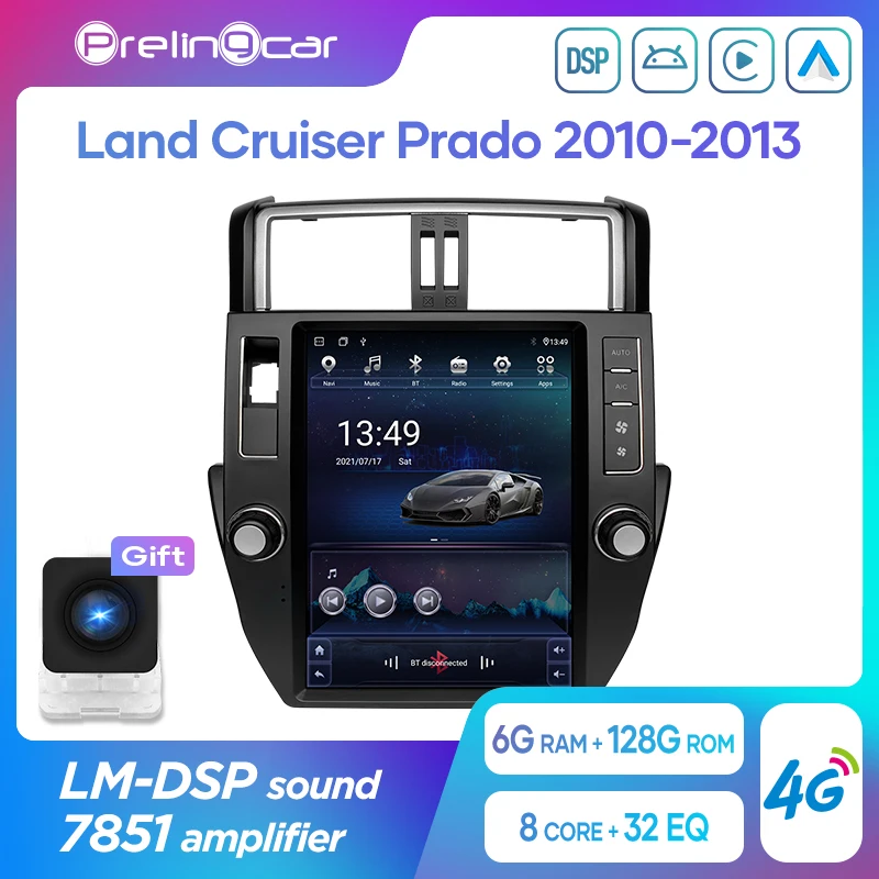 12.1 inch Car Android 10 Radio Player For Toyota Land Cruiser Prado 2010-2013 Multimedia Video GPS Tesla Style Vertical | Автомобили и