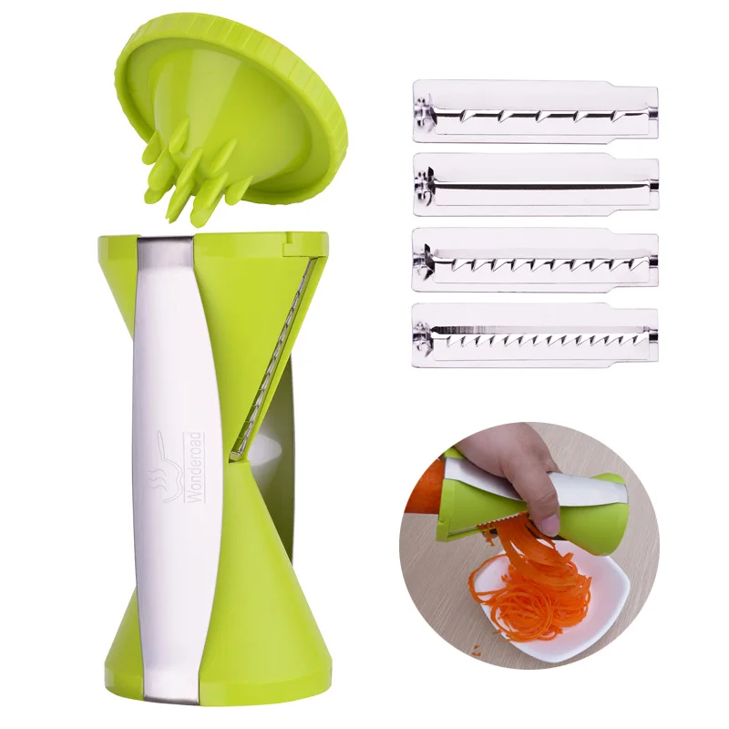 

Kitchen Grater Tools Removable 4 Blade Vegetable Spiral Slicer Cutting Gadgets Spiralizer for Cucumber Spaghetti Salad Garnish