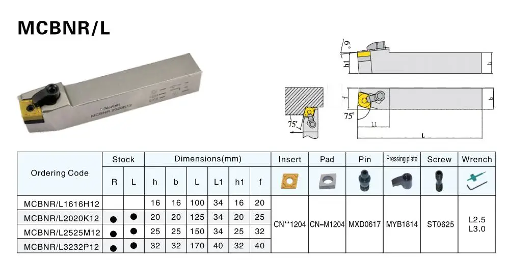 Nicecutt Lathe tool MCBNR Series External Turning Tool for CNMG1204 Series Insert High Quality Free shipping
