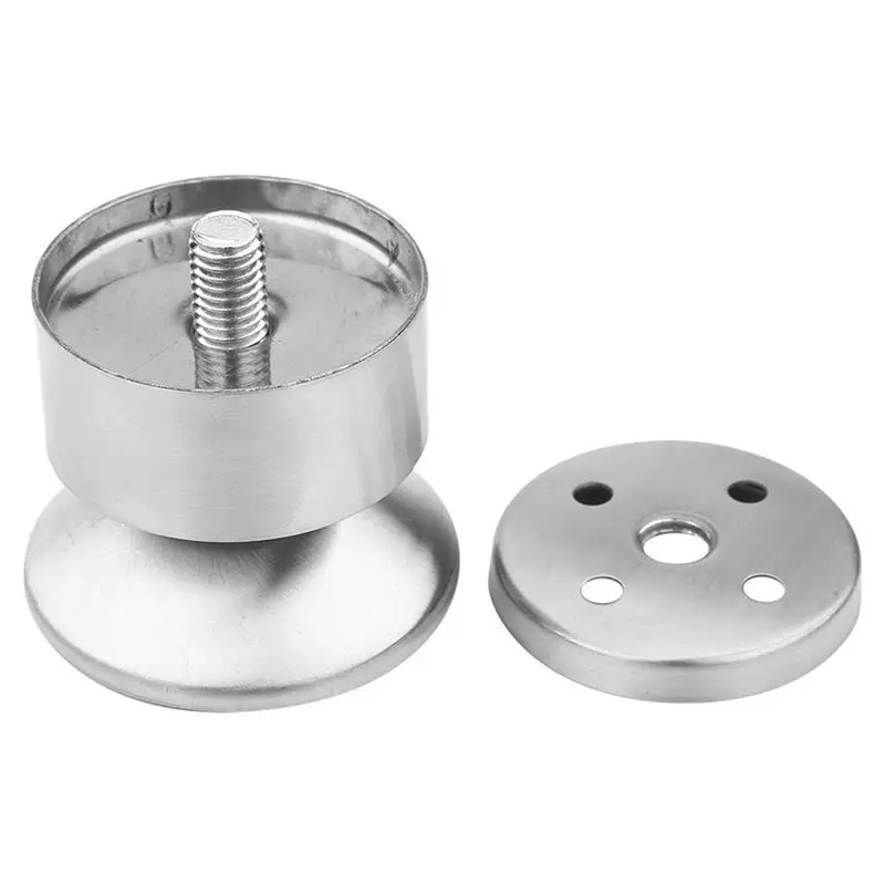 BMBY-4 регулируемая высота из нержавеющей стали серебряная мебель стол кровать диван ноги с резиновым ковриком для ног шкафа (50x100 мм)